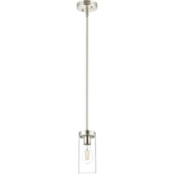 Unbranded Other - Milano Brushed Nickel clear glass Pendant Light, E26 base, Height adjustable